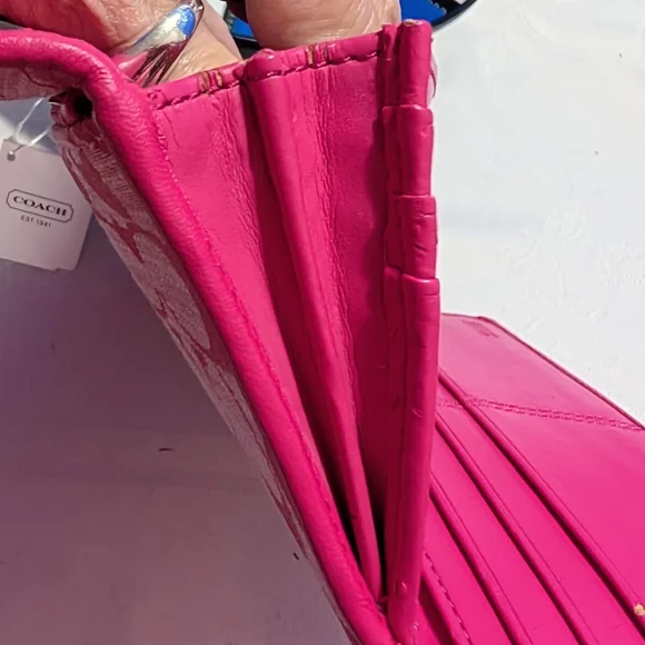 Coach Alexandra Slim Envelope Pink Signature Wallet Canvas And Leather - Picture 17 of 17